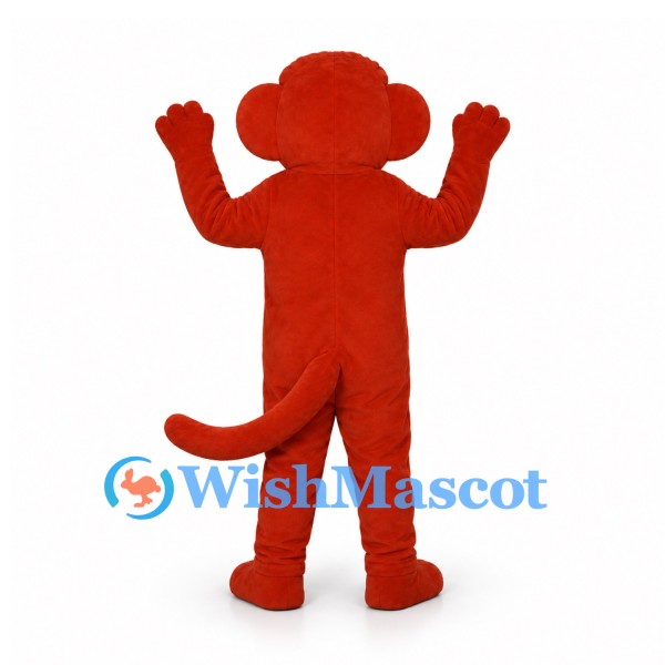 Monkey Mascot Costume in Red with Yellow Belly and Long Tail