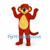 Monkey Mascot Costume in Red with Yellow Belly and Long Tail