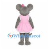 Mouse Mascot Costume in Gray with Pink Apron Dress