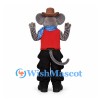 Mouse Mascot Costume with Cowboy Hat and Red Vest