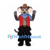 Mouse Mascot Costume with Cowboy Hat and Red Vest