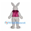 Rabbit Mascot Costume in Gray with Shiny Pink Vest