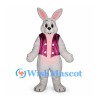 Rabbit Mascot Costume in Gray with Shiny Pink Vest