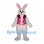 Rabbit Mascot Costume in Gray with Shiny Pink Vest