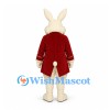 Rabbit Mascot Costume with Burgundy Tailcoat and Cream Bow