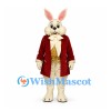 Rabbit Mascot Costume with Burgundy Tailcoat and Cream Bow