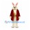 Rabbit Mascot Costume with Burgundy Tailcoat and Cream Bow