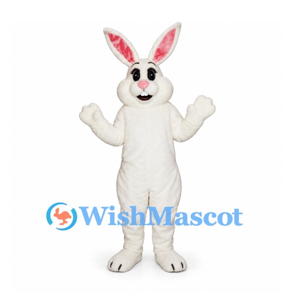 Rabbit Mascot Costume in White with Pink Nose and Ears