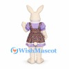 Rabbit Mascot Costume with Floral Apron and Lavender Dress
