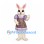 Rabbit Mascot Costume with Floral Apron and Lavender Dress