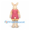 Rabbit Mascot Costume with Rose Pink Dress and Floral Bow
