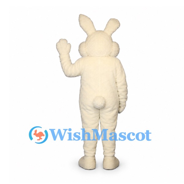 Rabbit Mascot Costume in Cream with Pink Belly and Fluffy Cheeks