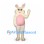Rabbit Mascot Costume in Cream with Pink Belly and Fluffy Cheeks