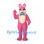 Rabbit Mascot Costume in Pink with Cream Belly and Blue Bow Tie
