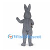 Rabbit Mascot Costume in Gray with Tall Ears and Carrot