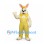 Rabbit Mascot Costume with Yellow Checkered Overalls and Cap