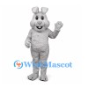 Rabbit Mascot Costume in Light Gray with Folded Ears