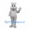 Rabbit Mascot Costume in Light Gray with Folded Ears