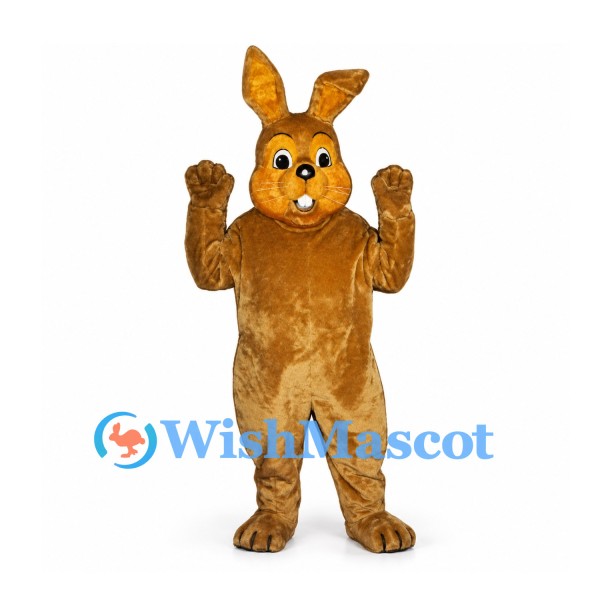 Rabbit Mascot Costume in Golden Brown with Buck Teeth