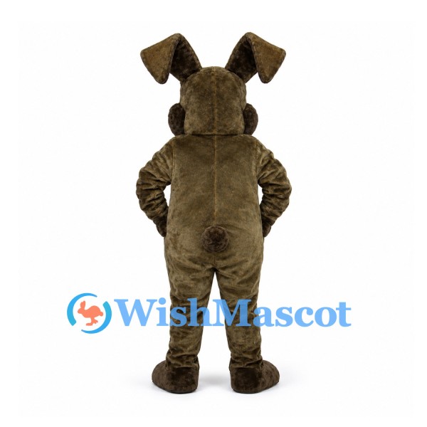 Rabbit Mascot Costume in Dark Brown with Floppy Ears