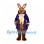 Rabbit Mascot Costume in Brown with Purple Tailcoat and Yellow Vest