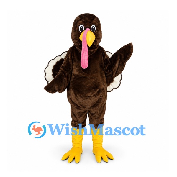 Turkey Mascot Costume in Brown with Layered Fan Tail