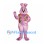 Rabbit Mascot Costume in Pink with Colorful Floral Vest