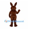 Rabbit Mascot Costume in Brown with White Belly and Round Cheeks