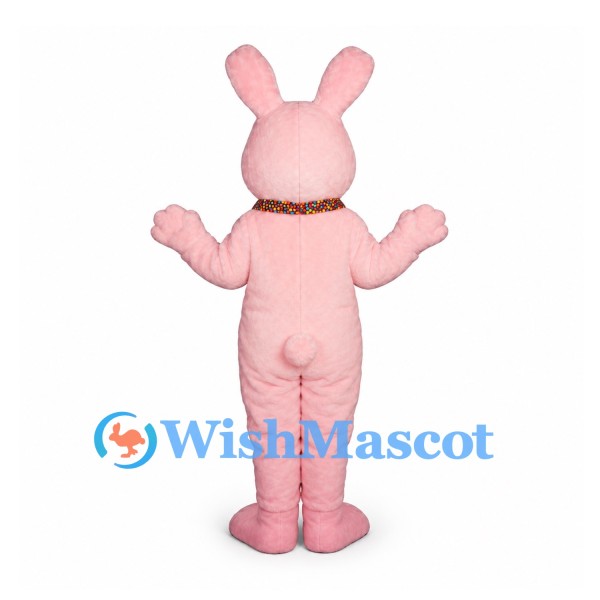 Rabbit Mascot Costume in Pale Pink with Patterned Bow Tie