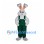 Rabbit Mascot Costume in Gray with Dark Green Overalls