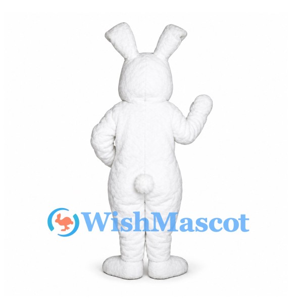 Rabbit Mascot Costume in White with Tall Ears and Buck Teeth