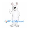 Rabbit Mascot Costume in White with Tall Ears and Buck Teeth