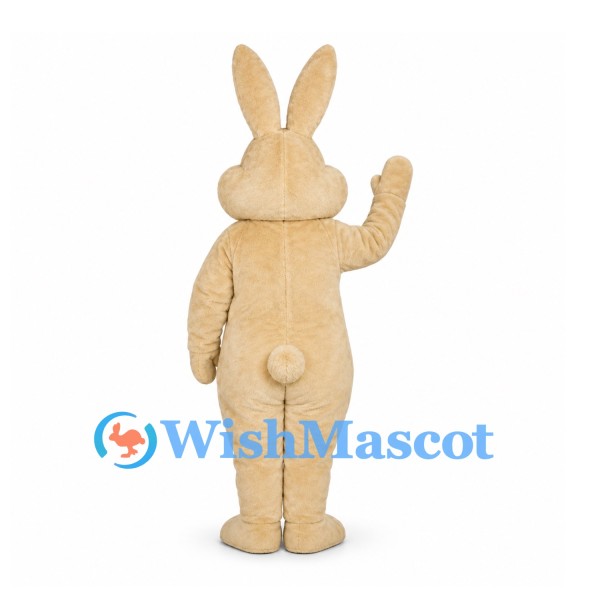 Rabbit Mascot Costume in Tan with White Belly and Orange Inner Ears