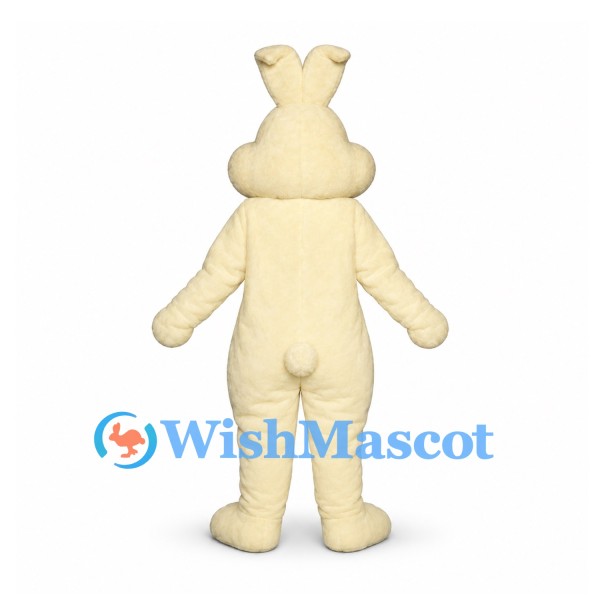 Rabbit Mascot Costume in Cream with Peach Belly and Folded Ears