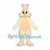 Rabbit Mascot Costume in Cream with Peach Belly and Folded Ears