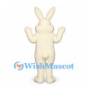 Rabbit Mascot Costume in Cream with Peach Belly and Tall Ears