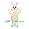 Rabbit Mascot Costume in Cream with Peach Belly and Tall Ears