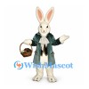 Rabbit Mascot Costume with Green Tailcoat and Basket