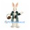 Rabbit Mascot Costume with Green Tailcoat and Basket