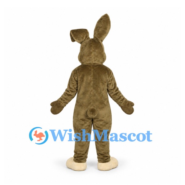 Rabbit Mascot Costume in Brown with Cream Belly and One Floppy Ear