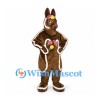 Rabbit Mascot Costume in Chocolate Brown with Floral Decorations