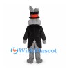 Rabbit Mascot Costume in Gray with Black Tailcoat and Top Hat
