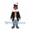 Rabbit Mascot Costume in Gray with Black Tailcoat and Top Hat