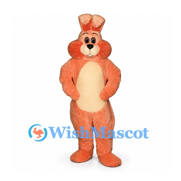 Rabbit Mascot Costume in Orange with Cream Belly and Floppy Ears