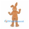 Rabbit Mascot Costume in Tan with Cream Belly and One Bent Ear