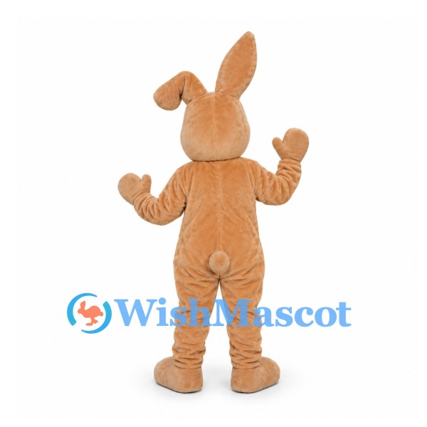 Rabbit Mascot Costume in Tan with Cream Belly and One Bent Ear