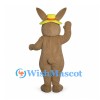 Rabbit Mascot Costume in Brown with Yellow Top Hat