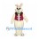Rabbit Mascot Costume in Cream with Burgundy Vest and Green Bow