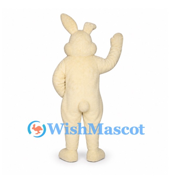 Rabbit Mascot Costume in Cream with One Folded Ear