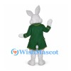 Rabbit Mascot Costume with Green Tailcoat and Patterned Cravat